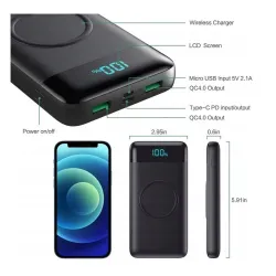 DeTech FOCHEW Powerbanka s bezdrôtovým nabíjaním - 26800 mAh