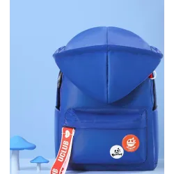 Originálna modrá školská taška s kapucňou Robin